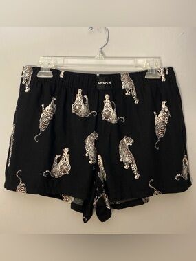 2 JOYSPUN Blue Plaid/Black Tiger Boxer Lounge Sleep PJ Pajama Shorts Pockets S